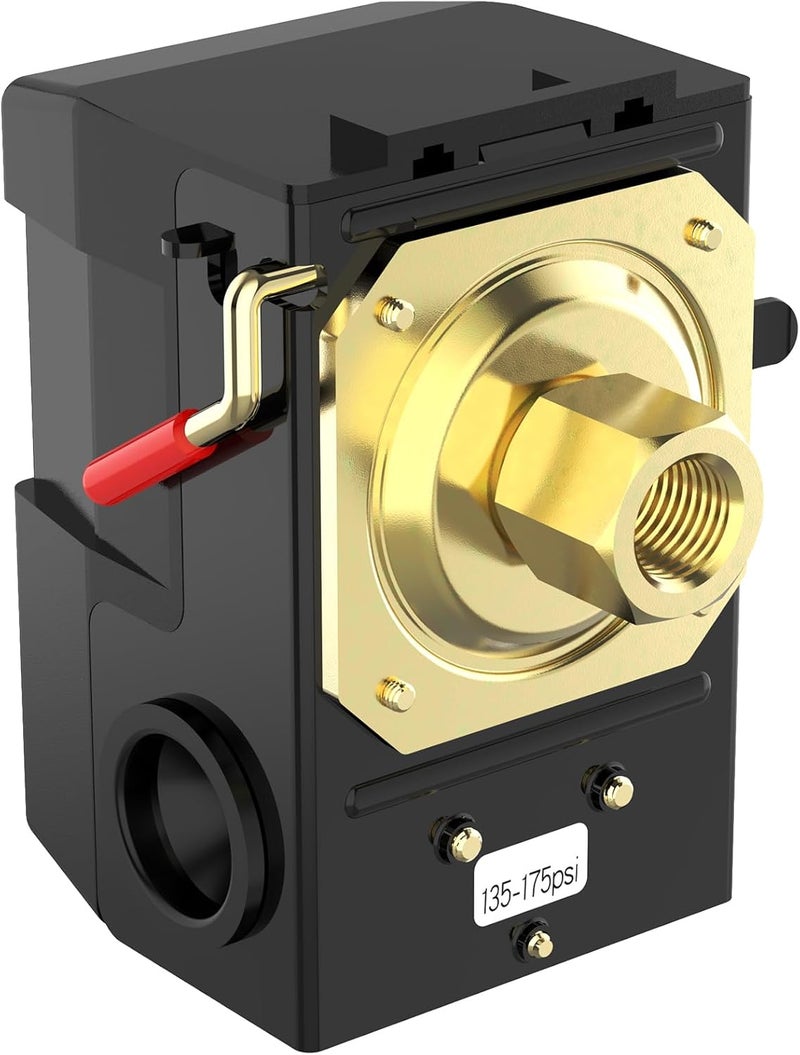 cnaodun Air Compressor Pressure Switch, 135-175 PSI Air Compressor Switch 1/4 NPT Thread Single Port Pressure Switch forHeavy DutyPressure Regulator Switch - Image 1